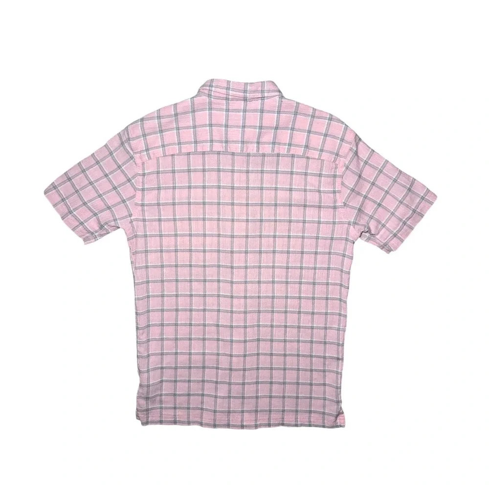 Patagonia Short Sleeve Plaid Button Down Shirt Mens XS Pink Organic Cotton - Picture 4 of 8